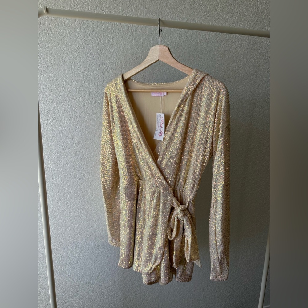 New Years Eve Sequin Romper Pink Lily